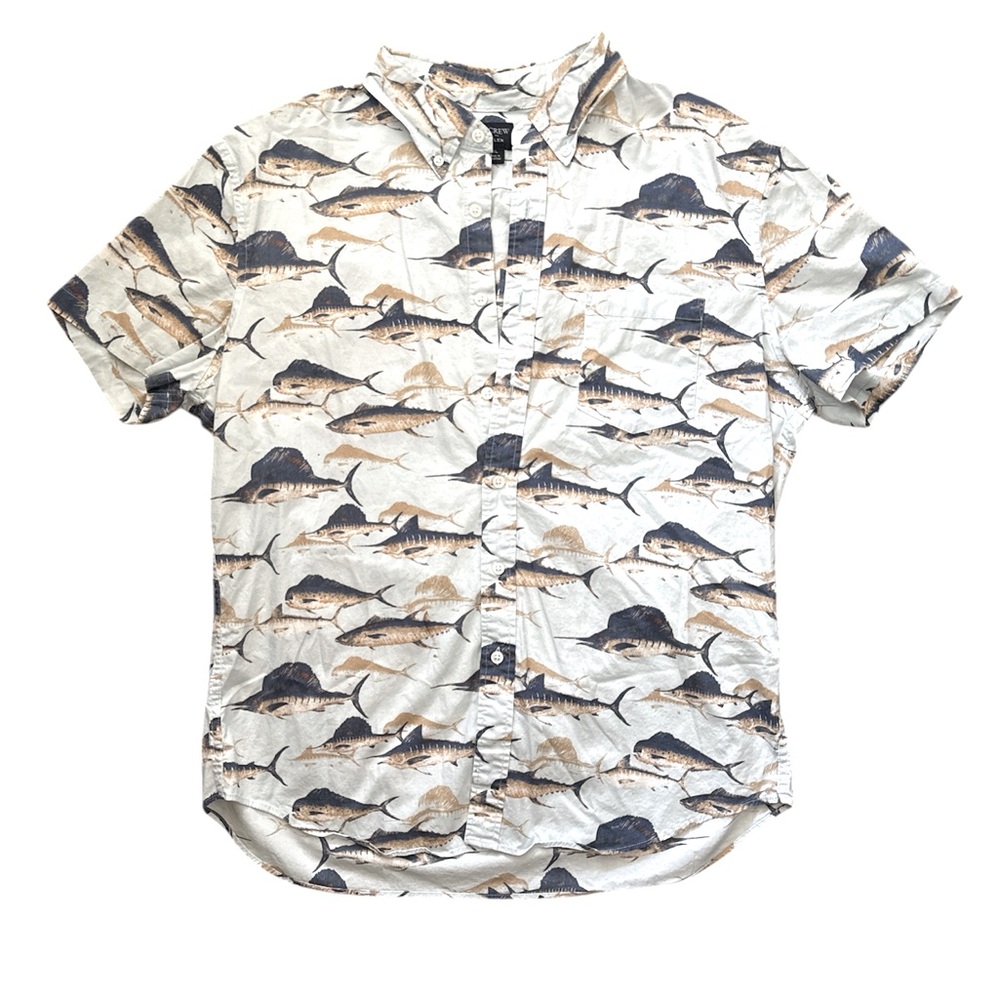 Fish Print Button Up